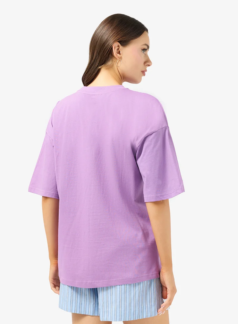 جينجر Cotton Oversize Floral Graphic T-shirt